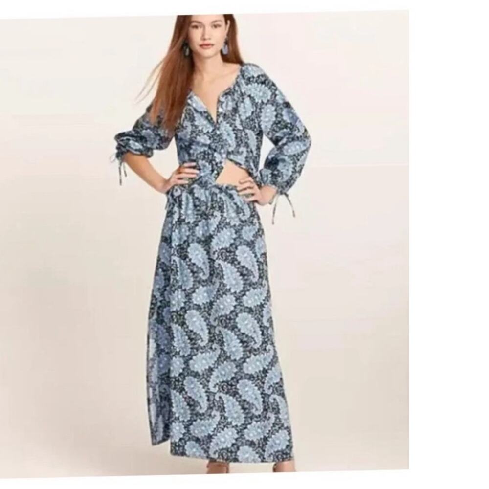 J. Crew Collection Ratti Pacific Paisley Blue Cotton Skirt Top Set EUC Sz Small